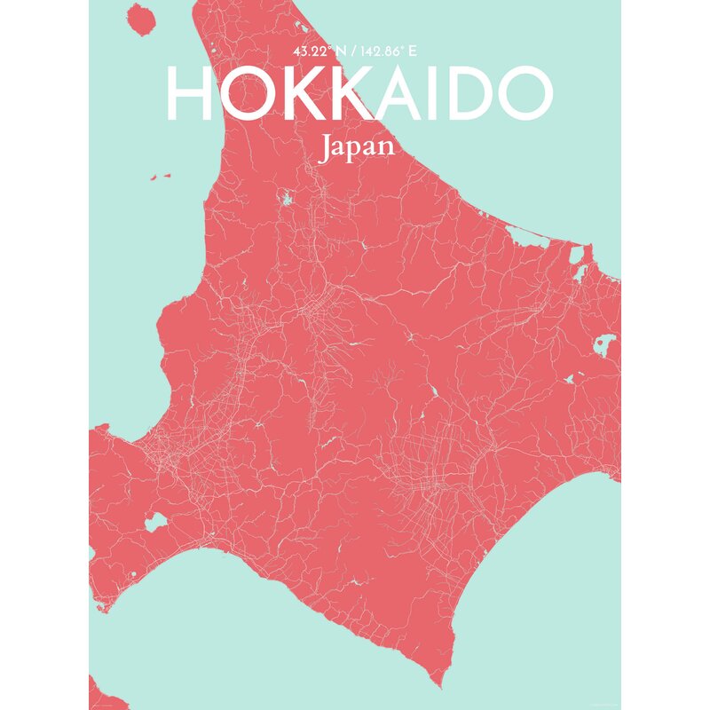 OurPoster Com Hokkaido City Map On Paper Print Wayfair   Hokkaido City Map On Paper Print 